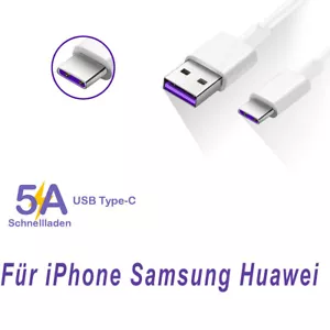 USB Typ C 5A Datenkabel Schnellladekabel Kompatibel mit Samsung iPhone Android - Bild 1 von 15