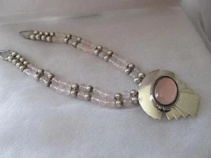 Collar Carol Felley Cadena de Rosa Cuarzo y Cuentas de Plata Esterlina Amanecer - Imagen 1 de 9