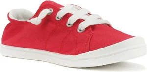 Soda Planos Mujer Zapatos Lino Lona Tenis Deslizantes Mocasines con cordones Blanco Rojo ZIG-S - Imagen 1 de 6