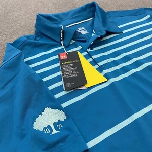 Under Armour Golf Polo Men's Large Blue Short Sleeve Performance Shirt Striped - Picture 1 of 10