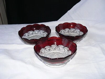 Hero sauces ruby stained and Clear #700 West Virginia Glass Co. 1894.EAPG - Image 1 of 4