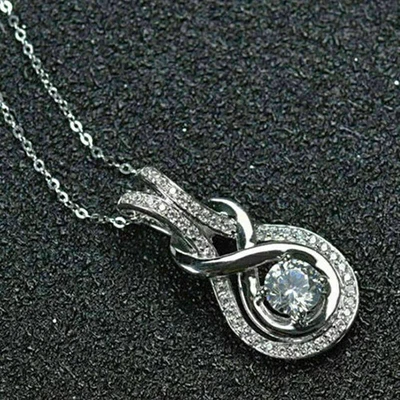 1.00 Ct Round Cut Diamond Pendant Without Chain 14k White Gold Finish - Image 1 of 4