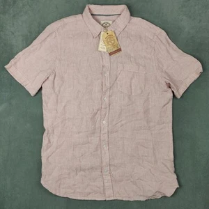 Fat Face Shirt Mens Medium Pink Striped 100% Linen Regular Fit Short Sleeve NWT - Picture 1 of 11