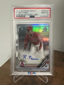 KYREN PARIS 2019 BOWMAN DRAFT REFRACTOR CROMADO AUTOMÁTICO 147/499 PSA 10 GEMA COMO NUEVO - Imagen 1 de 4