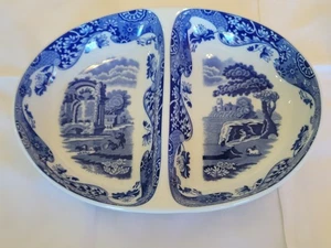 Vintage Spode Blue Italian Vegetable Dish, Divided  MORE SPODE in my store - Picture 1 of 4