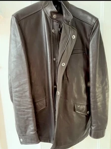 Ermenegildo Zegna Sport Brown Leather Biker Jacket quilted inside - Picture 1 of 9