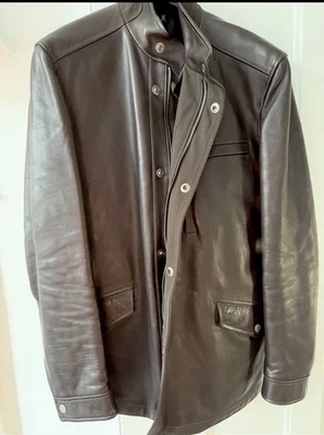 Ermenegildo Zegna Sport Brown Leather Biker Jacket quilted inside - Image 1 of 4