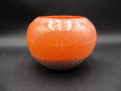 Vaso de vidro vintage laranja e cinza arte meados do século moderno sem danos - Imagem 1 de 4