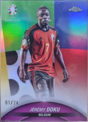 Topps Chrome UEFA Euro 2024 Jeremy Doku Style Guide Refractor #18 1/24 Belgium - Image 1 of 2