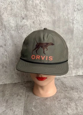 Orvis 男式钓鱼球帽橄榄绿色迷彩指针可调节二手状况完好 — 第 1/4 张图片