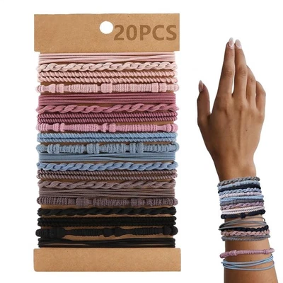 20 Pcs Hair Ties Bracelets Boho Elastic Ponytails Holder for Women Girls - Image 1 of 4
