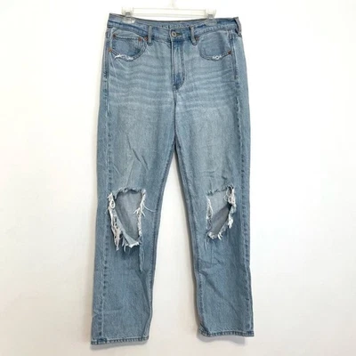 AMERICAN EAGLE AE '90s Straight Jean Light Wash Ripped Rips High Waisted Rise 12 - Image 1 of 4
