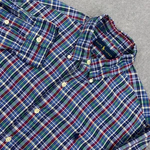 Ralph Lauren Shirt Men's Medium Multicolor Plaid Oxford Woven Button Up Dressy - Picture 1 of 10