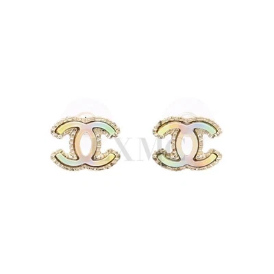 CHANEL Regenbogen Ohrringe CC Logo Gold Ohrringe 133156857 - Bild 1 von 4