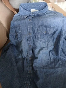 Arizona Jeans XL weiches Denim Langarm Hemd Druckknöpfe mit Taschen - Bild 1 von 4