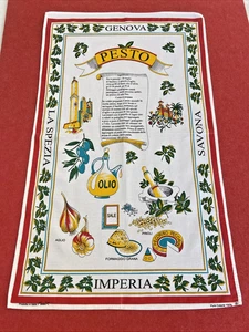 Vintage Italian Monveni R Pure Cotton Tea Towel w Pesto Pattern Kitchen Dish Art - Foto 1 di 15