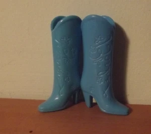 Western Stampin' Barbie Doll Blue Cowboy Boots Only 1993 Vintage Replacement - Picture 1 of 5