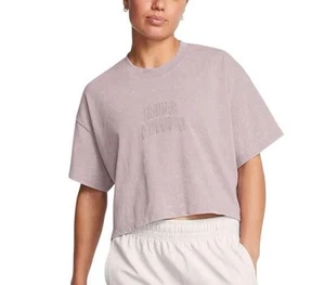 Under Armour Womens Varsity Heavyweight Crop Tee T-shirt M Oversized Au 10 12 14 - Picture 1 of 4