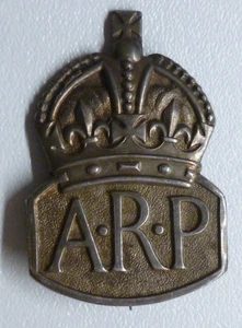 WW2 ARP Badge Sterling Silver 1938 Hallmark Pin Back Home Front Air Raid - Picture 1 of 4
