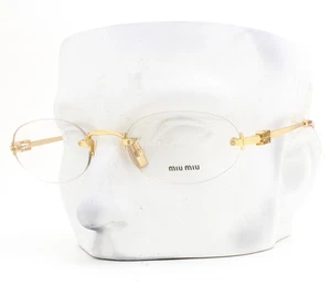 Miu Miu Rimless Eyeglasses VMU 53W 5AK-1O1 Glasses Polished Gold 53mm with Case - Picture 1 of 8