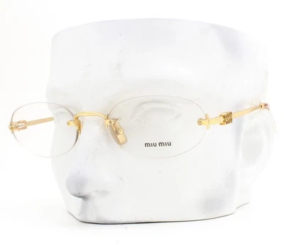 Miu Miu Rimless Eyeglasses VMU 53W 5AK-1O1 Glasses Polished Gold 53mm with Case - Image 1 of 4