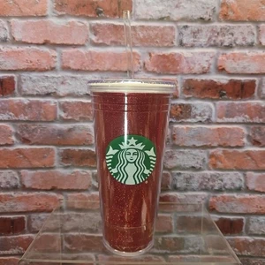 Nuovo bicchiere Starbucks 2018 Holiday Glitter rosso tazza fredda 16 oz con coperchio in paglia - Foto 1 di 7