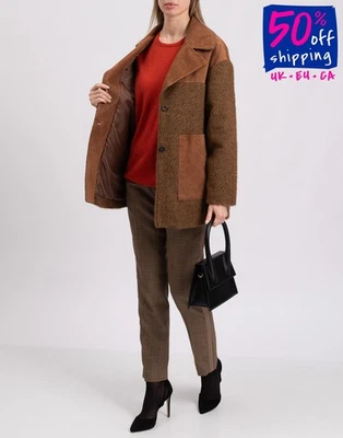 RRP€800 VINTAGE DE LUXE Coat IT44 US8 UK12 L Alpaca & Wool Blend Leather Details - Image 1 of 4
