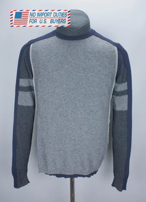 Balenciaga Paris Luxury Mens Knit Layered Sweater Navy/Gray Size M* Wool Jumper - Image 1 of 4
