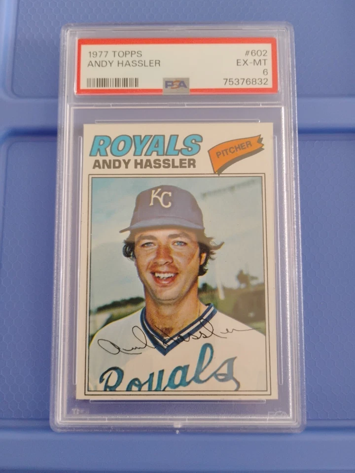 1977 Topps #602 Andy Hassler PSA 6 - Image 1 of 2