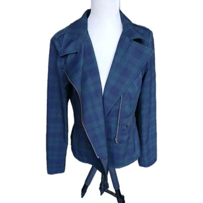 CABI Jacket Womens Sz 8 Blue Plaid Tartan  Watch Blazer Asymmetric 3181 - Image 1 of 4