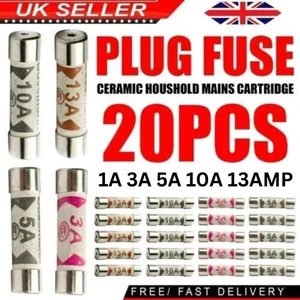 20x Fusibles Domésticos Mezclados 3a 5a 10a 13a Enchufe Superior Hogar Red Fusible Cerámico Reino Unido - Imagen 1 de 11