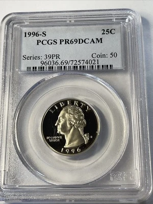 1996 S Silver Washington Quarter 25c PCGS PR69DCAM - Image 1 of 4
