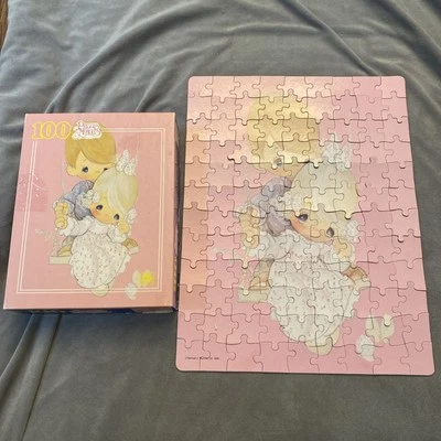 Precious Moments 100 件拼图 1990 年男孩和女孩秋千完整 — 第 1/4 张图片