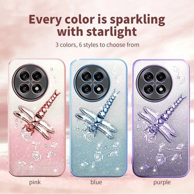 For OnePlus 13R, Fashion Bling Glitter Butterfly Stand Soft Clear Cover Case - Image 1 of 4