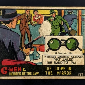 Tarjeta G-Men & Heroes Of The Law # 137 The Crime In The Mirror Gum Inc 1936 - Imagen 1 de 4