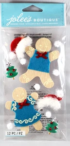 Gingerbread Man Woman Couple Santa Hats Trees Gems Jolee's 3D Stickers - Picture 1 of 2