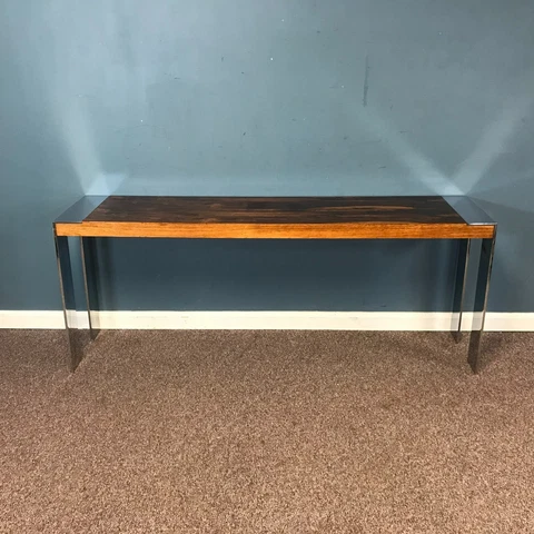 Flair Mid Century Mod Rosewood & Chrome Console / Sofa Table Cover