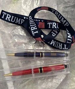 TRUMP 2 STIFTE ADLER SIEGEL & WEISSES HAUS + SCHLÜSSELBAND REPUBLIKANISCHES MAGA GOP ROT BLAU = 3 - Bild 1 von 17