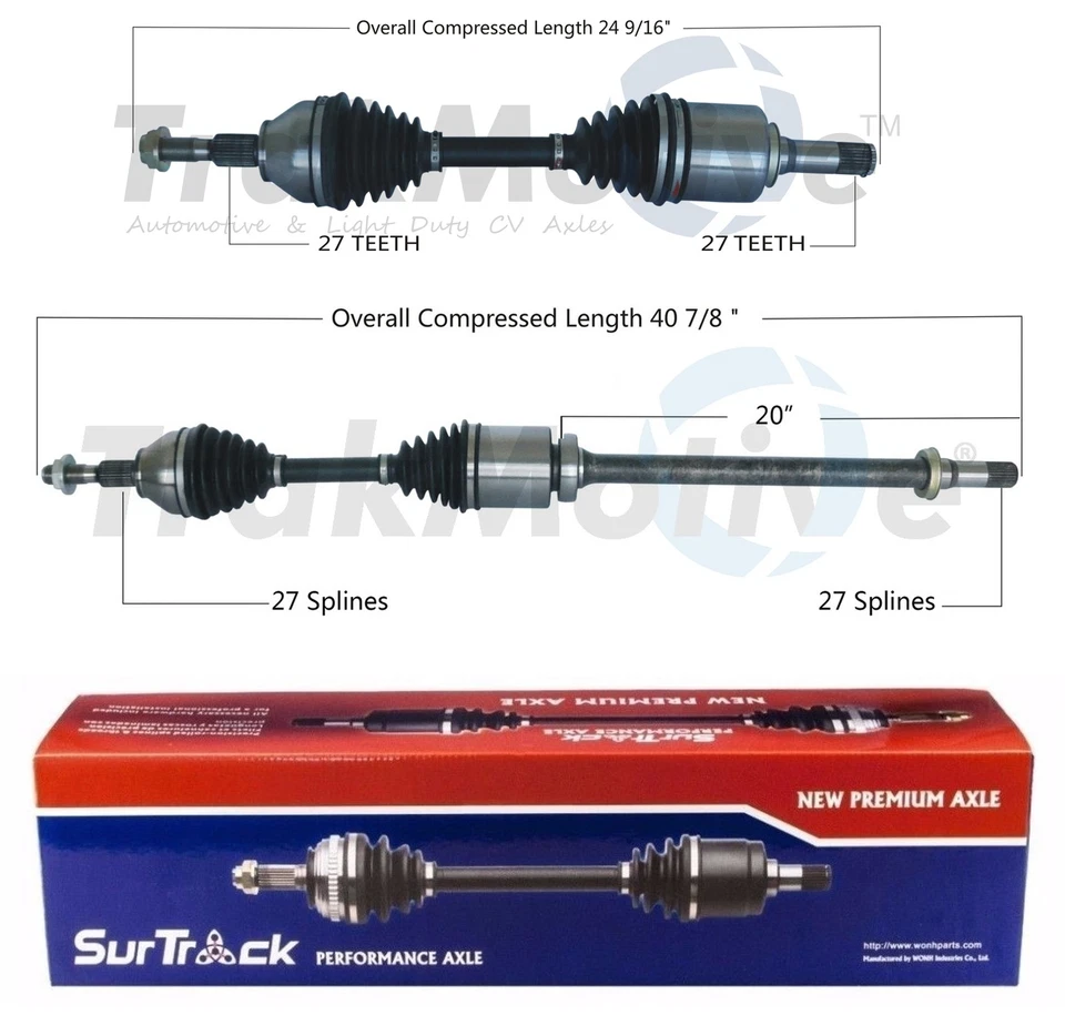 SurTrack Pair Set of 2 Front CV Axle Shafts For Lincoln MKZ 3.7l V6 FWD 2013-16 - Image 1 of 1