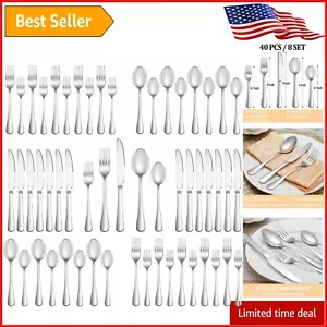 Mirror Polished Silverware Set for 8 - Dishwasher Safe Stainless Steel Flatware - Picture 1 of 9