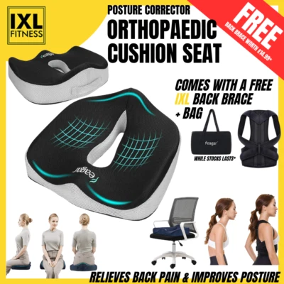 Feagar Orthopaedic Seat Cushion & Back Support Posture Corrector for Pain Relif