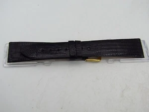 HADLEY ROMA GENUINE TEJU LIZARD 20R 20mm MENS WATCH BAND BLACK MS969 wb4 - Picture 1 of 3
