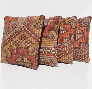 FUNDAS DE ALMOHADA BORDADAS TURCAS MULTICOLOR KILIM ALFOMBRAS DE ÁREA CUADRADA 12"X12" - Imagen 1 de 5