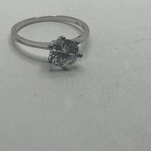 Vintage Sterling Silver Cz solitaire Ring 925 size 9.5 - Picture 1 of 5