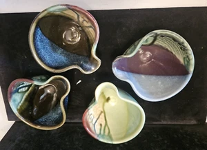4er Set Keramik Reisschalen Handarbeit Kunst glasiert Tüllen Dip Butter Getränk - Bild 1 von 14