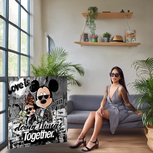 Kunstwerk "Bonny und Clyde" auf Leinwand oder Acrylglas Comic Art Pop Art Mickey - Bild 1 von 4