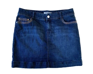 White House Black Market - SIZE 6 - Denim Blue Jean Mini Skirt Dark Wash Pockets - Picture 1 of 10