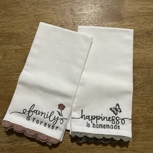 Kay Dee Design Kitchen Towel Embroidery Crochet 20”x20” 100% Cotton 2 Pcs - Picture 1 of 12