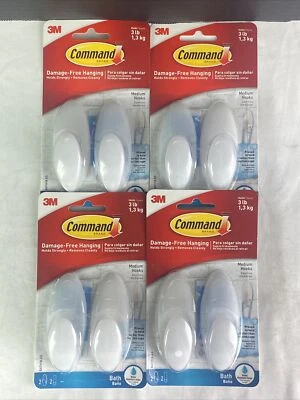 4 PK Command Medium Hooks With Water-Resistant Adhesive Holds 3 lbs - Image 1 of 3