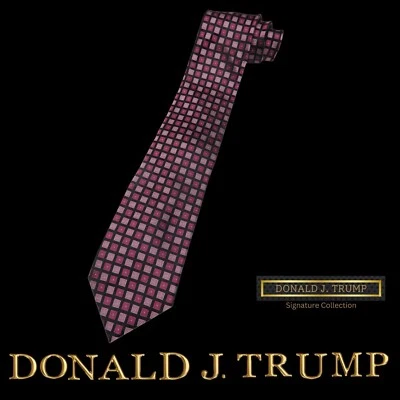 Corbata Donald J. Trump Signature Collection Corbata Rosa y Negra Seda NUEVA con Caja Foto 1 de 2